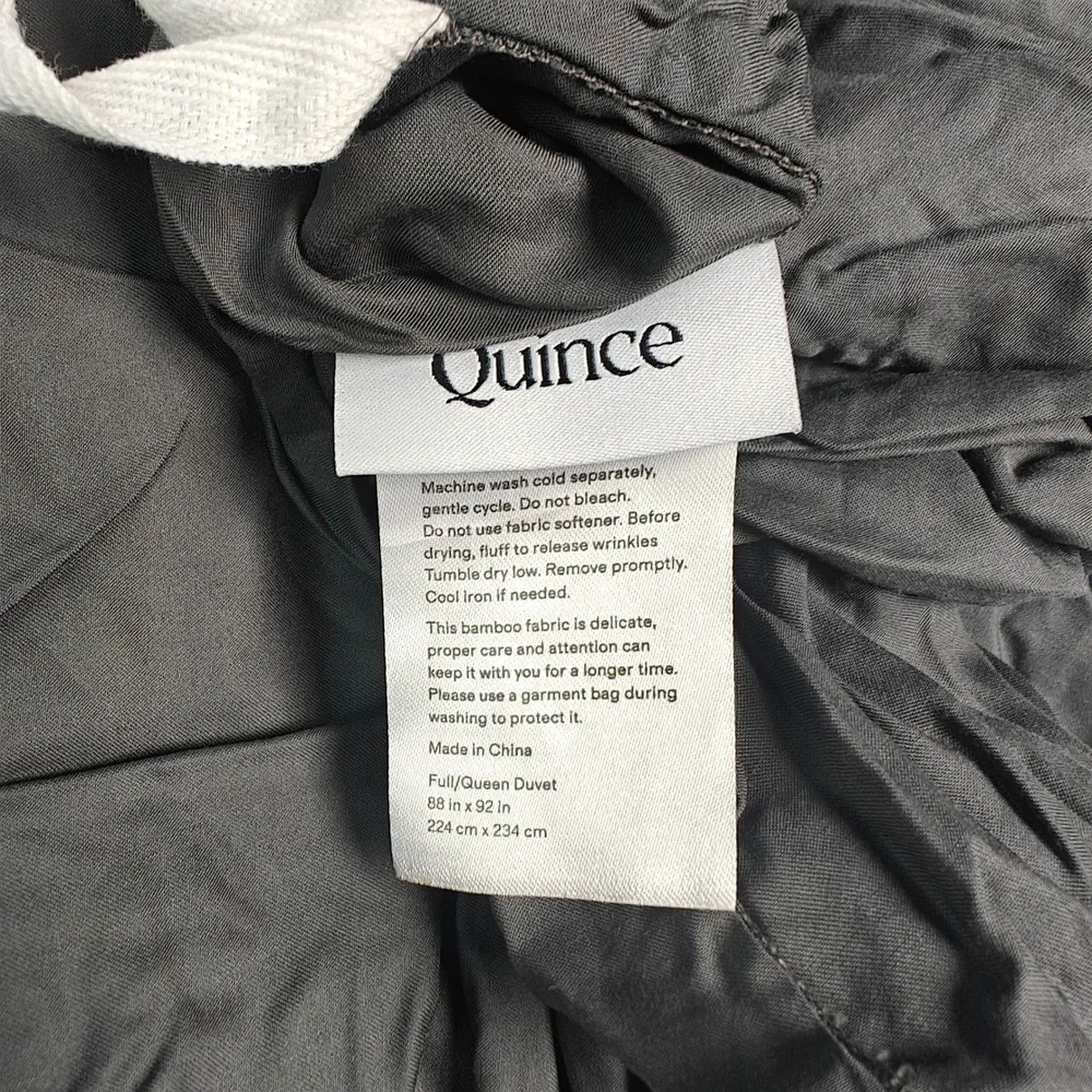 Quince Organic Bamboo Duvet Cover Dark Grey Full Queen Bedding